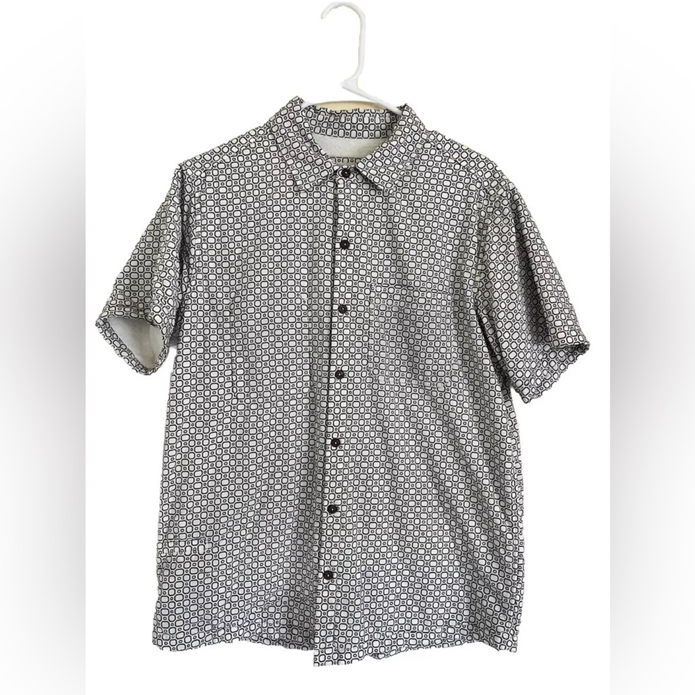California Cowboy High Water Shirt Mens Size Small White Geometric Terry Lined‎